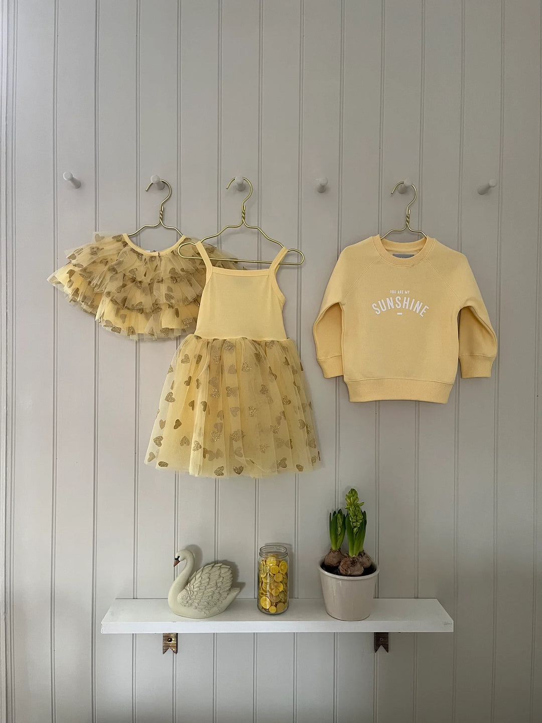 Bob &amp; Blossom Tutu Dress - Lemon &amp; Gold Glitter Heart