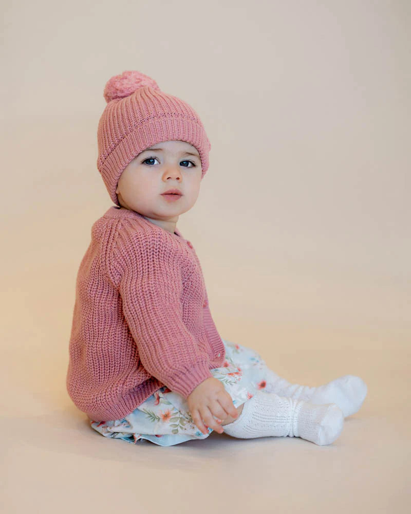 Minihaha Gemma Organic Knitted Beanie - Dusky Rose