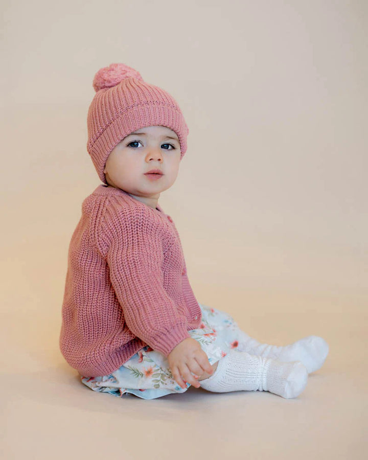 Minihaha Gemma Organic Knitted Beanie - Dusky Rose