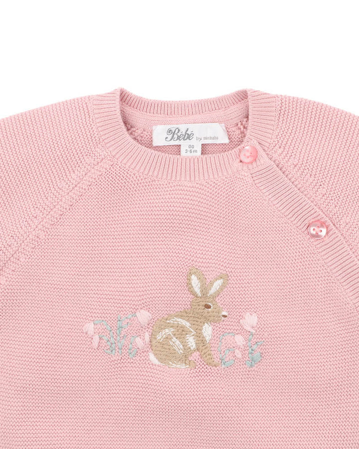 Minihaha Fern Bunny Organic Knitted Jumper - Pink