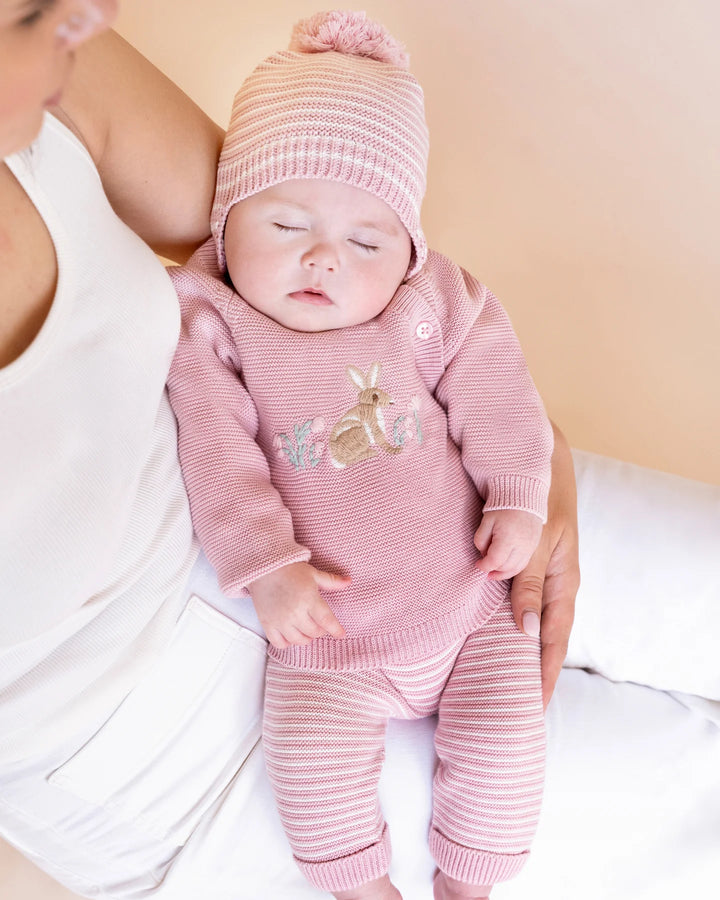 Minihaha Fern Bunny Organic Knitted Jumper - Pink