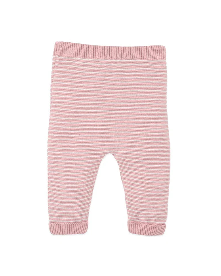 Minihaha Fern Stripe Organic Knitted Leggings - Pink