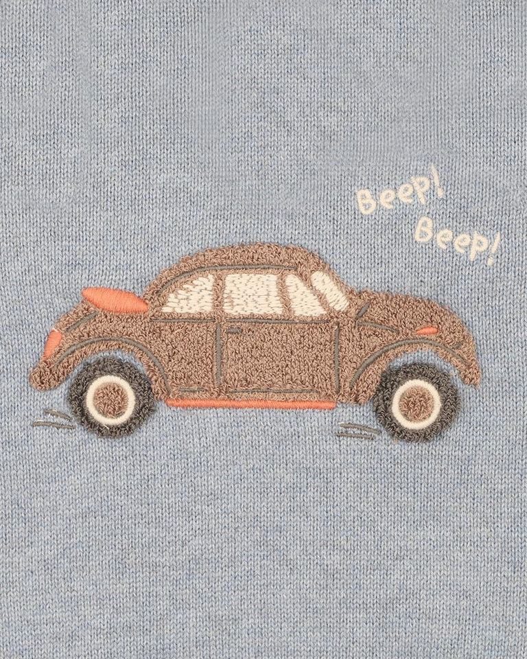 Minihaha Alvin Car Organic Knitted Jumper - Blue