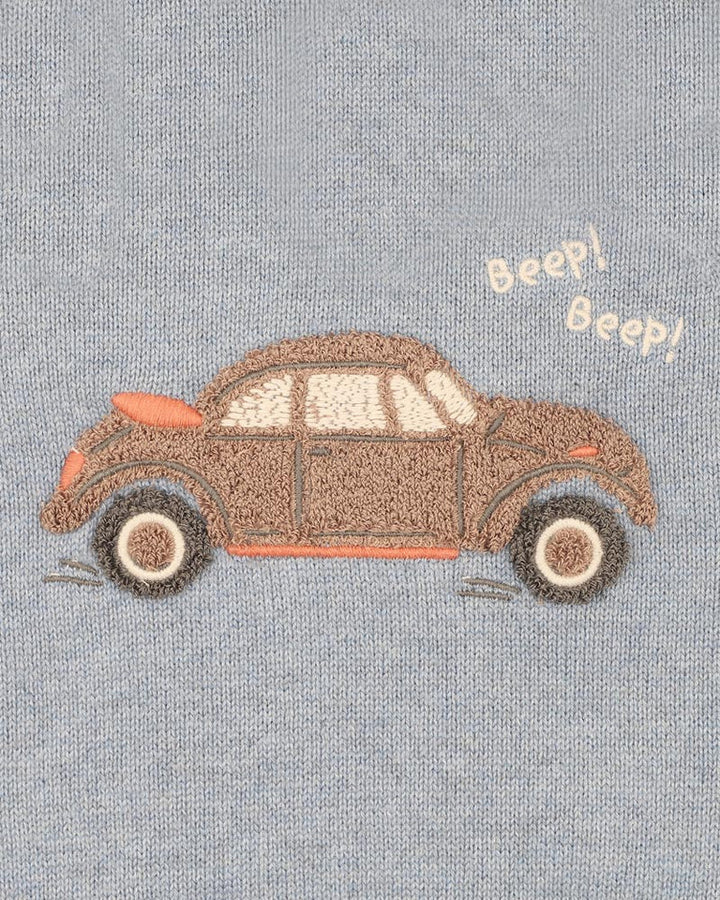 Minihaha Alvin Car Organic Knitted Jumper - Blue