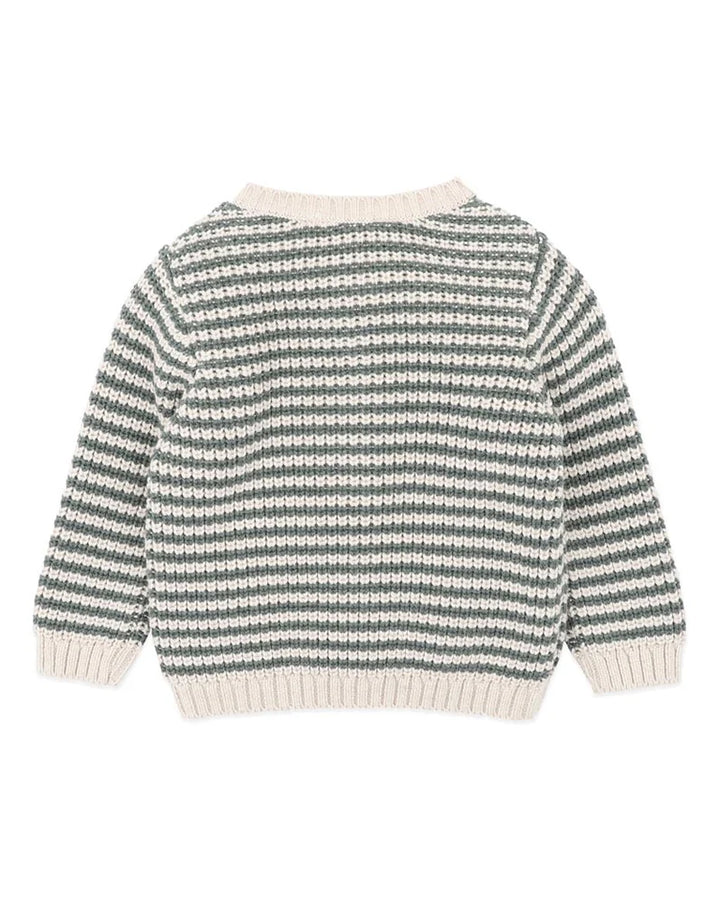 Bébé by Minihaha Otto Stripe Organic Knitted Cardigan - Green / White
