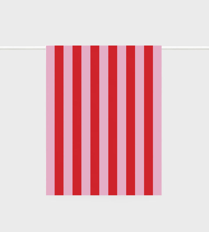 Lettuce Tea Towel - Bold Stripe Red + Pink