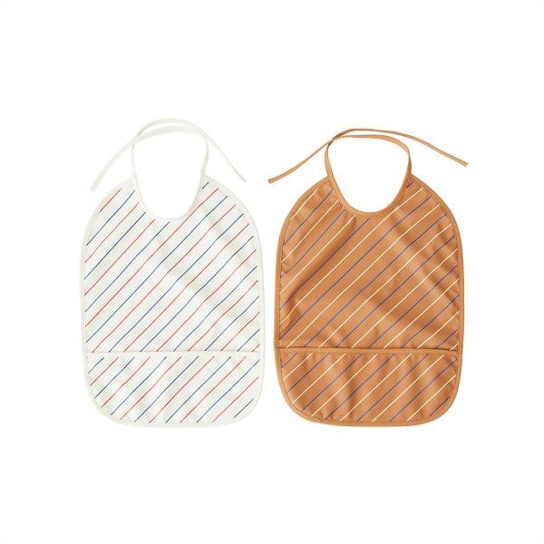 OYOY Mini Bib Striped Pack of 2 - Mellow / Caramel