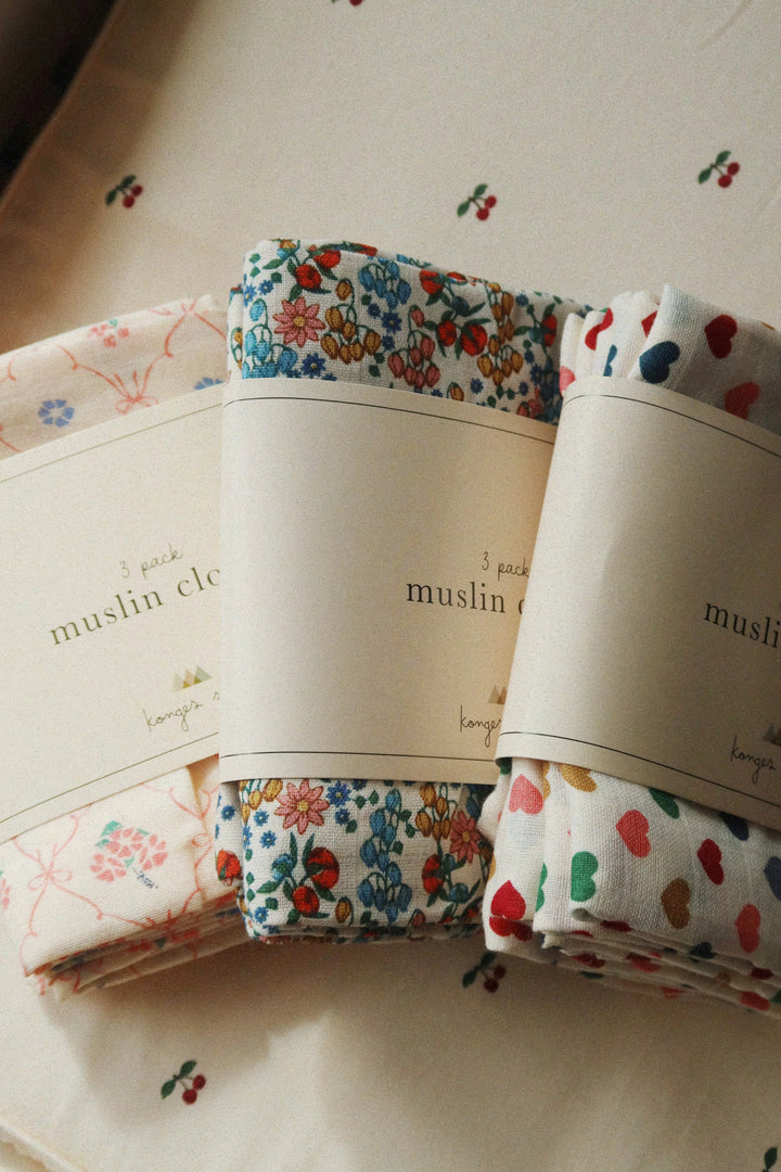 Konges Sløjd 3 Pack Muslin Cloth GOTS - Fleur Decor