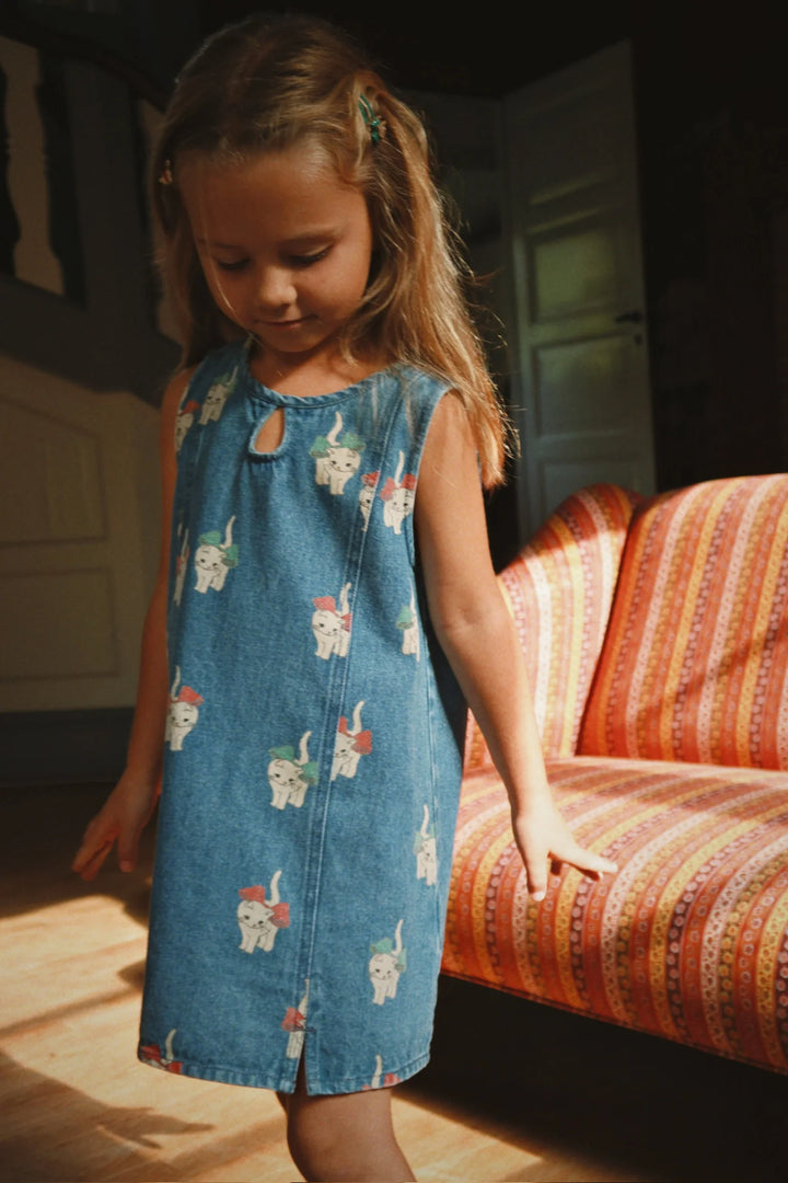 Konges Sløjd Magot Dress - Bow Kitty Denim / Pre Order