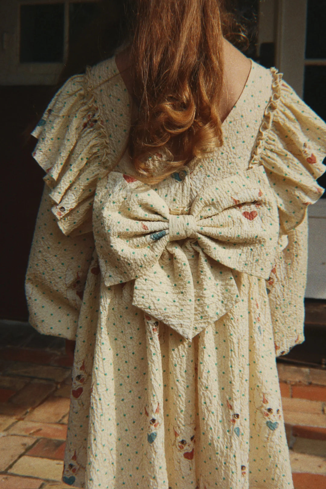 Konges Sløjd Elin Bow Dress - Dot Miao Mist / Pre Order