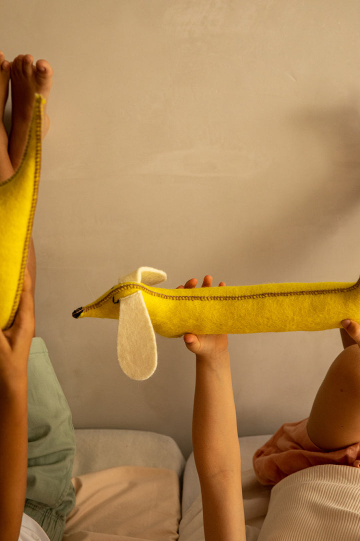 Muskhane Sausage Dog Pasu Cushion - Medium Lemon