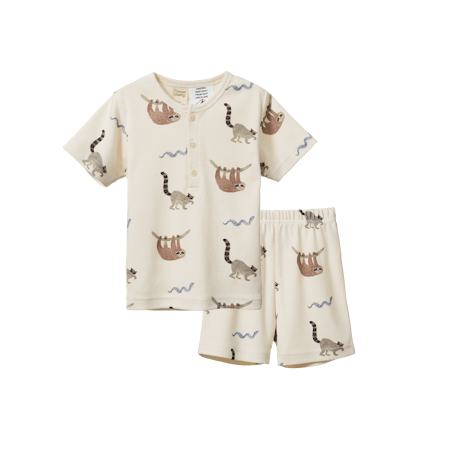 Nature Baby Short Sleeve Pyjamas - Sloth Snuggle Print