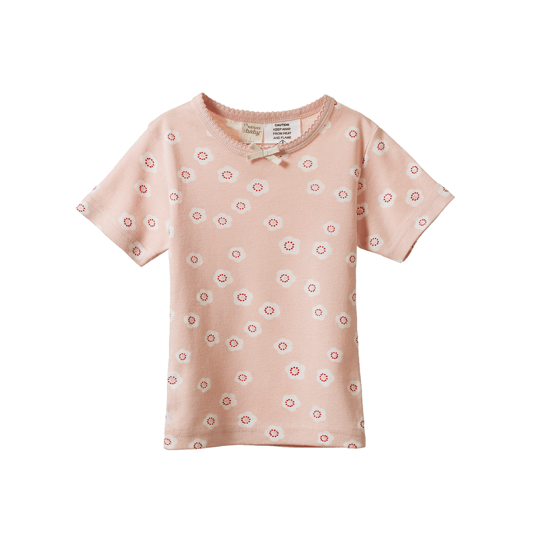 Nature Baby Shortie Pyjama Set - Flora Stamp Rose Dust Print