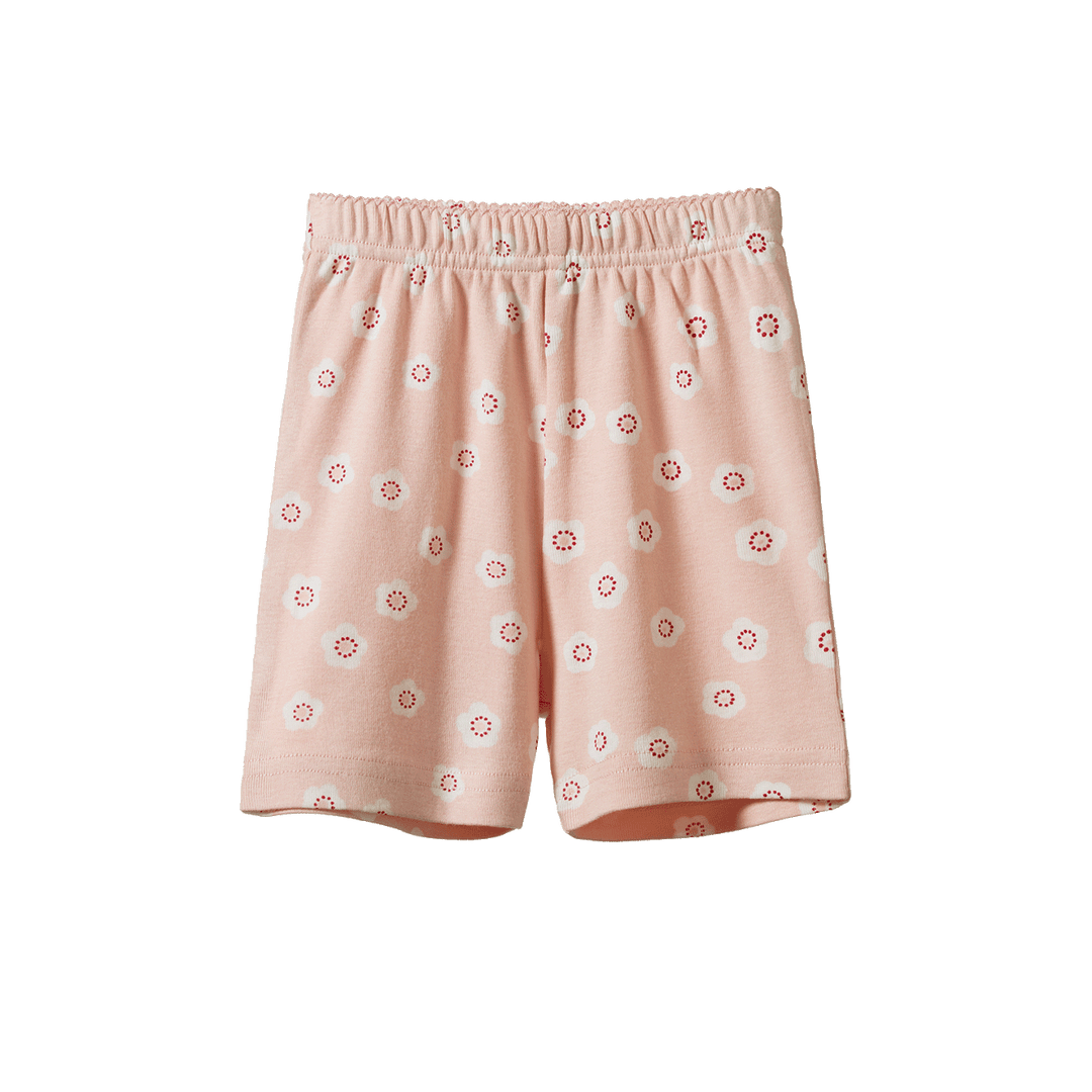 Nature Baby Shortie Pyjama Set - Flora Stamp Rose Dust Print