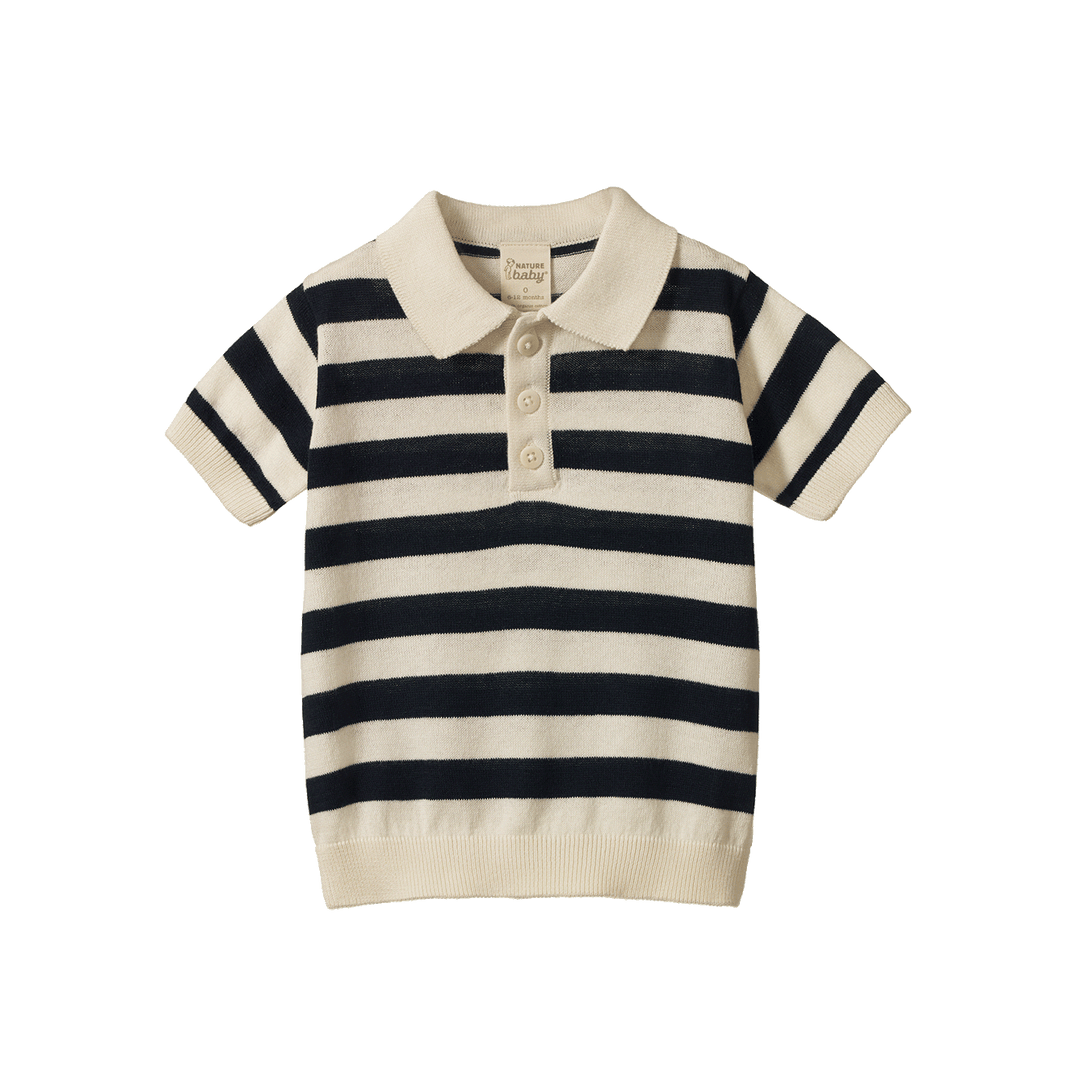Nature Baby Stevie Polo - Navy Bold Stripe