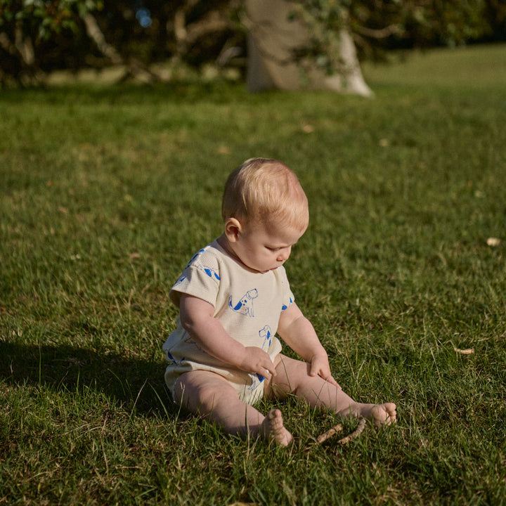 Nature Baby Juno Waffle Romper - Dog Walk