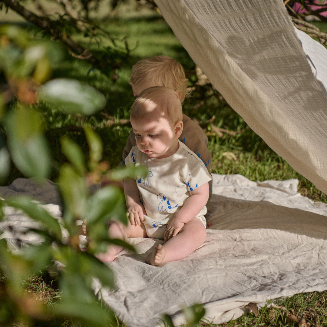 Nature Baby Juno Waffle Romper - Dog Walk