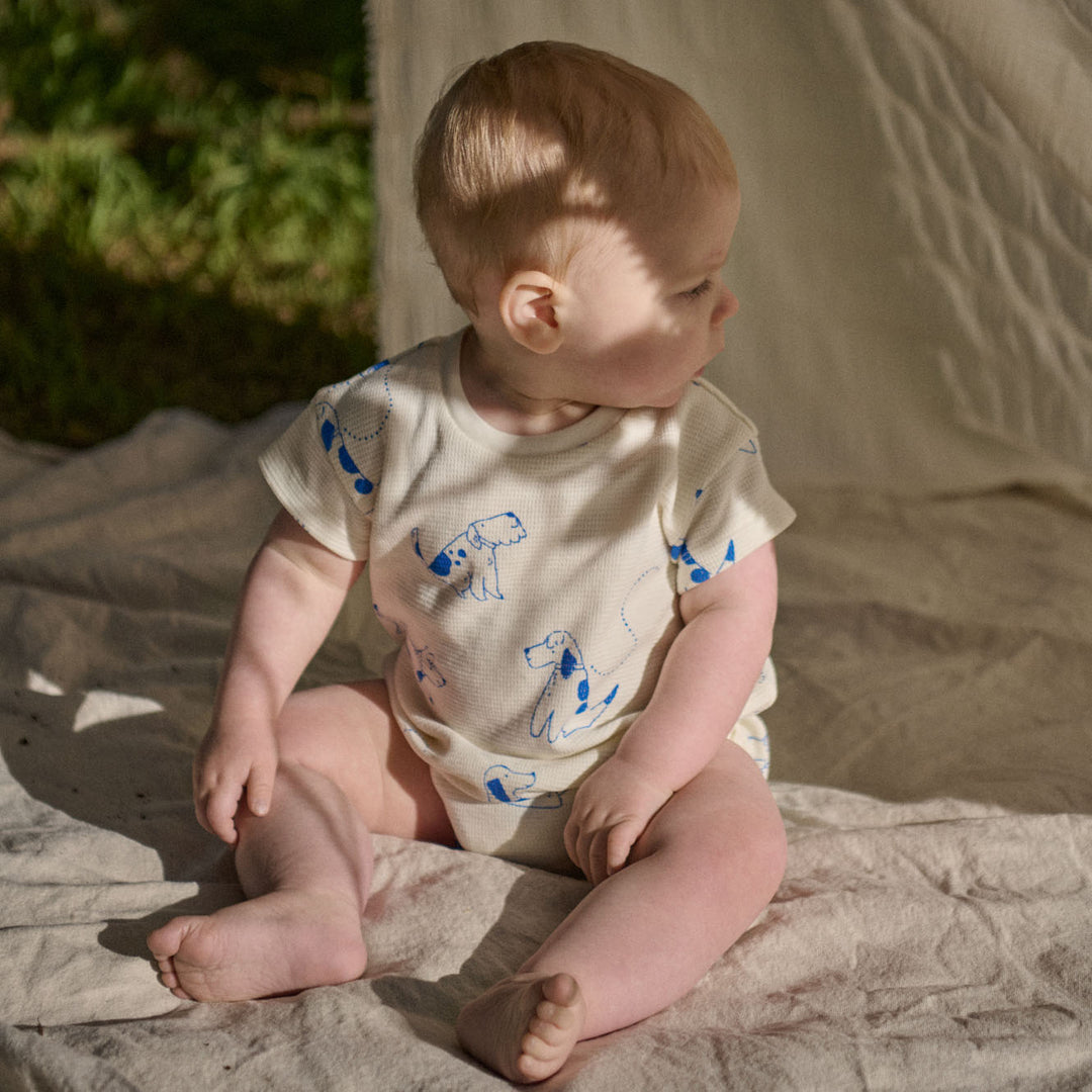 Nature Baby Juno Waffle Romper - Dog Walk