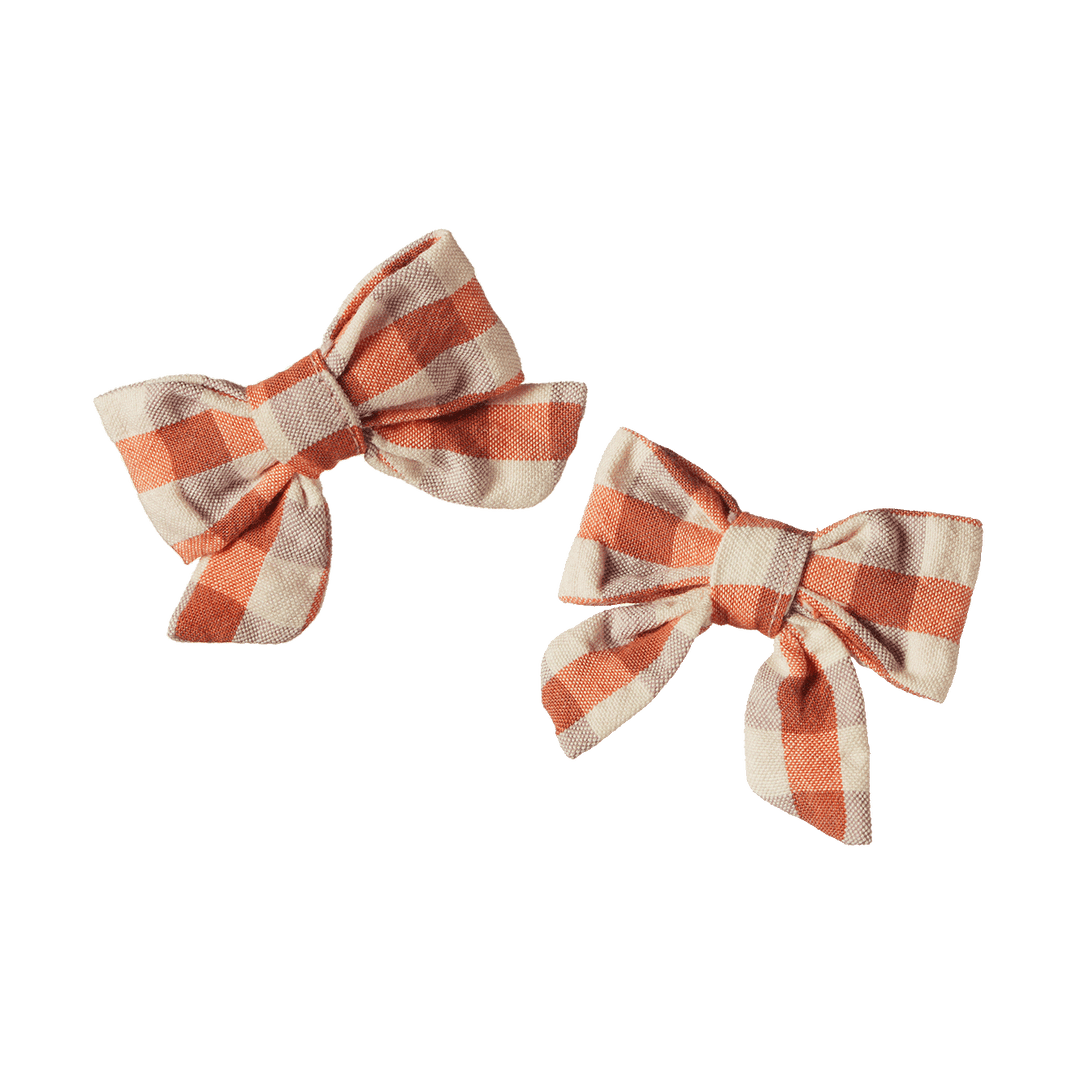 Nature Baby Bow Hair Clips 2 Pack - Dandelion Gingham