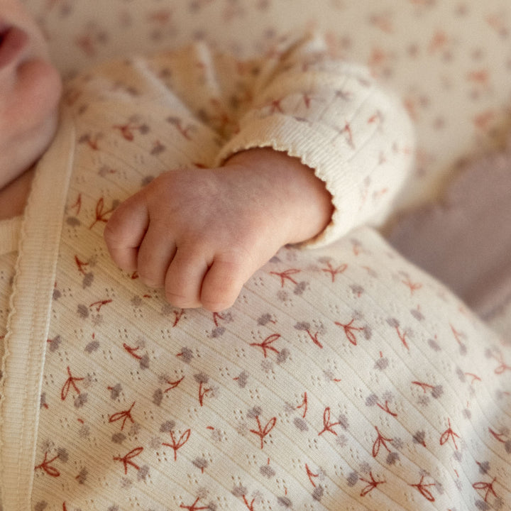 Nature Baby Long Sleeved Kimono Bodysuit Pointelle - Dandelion Print