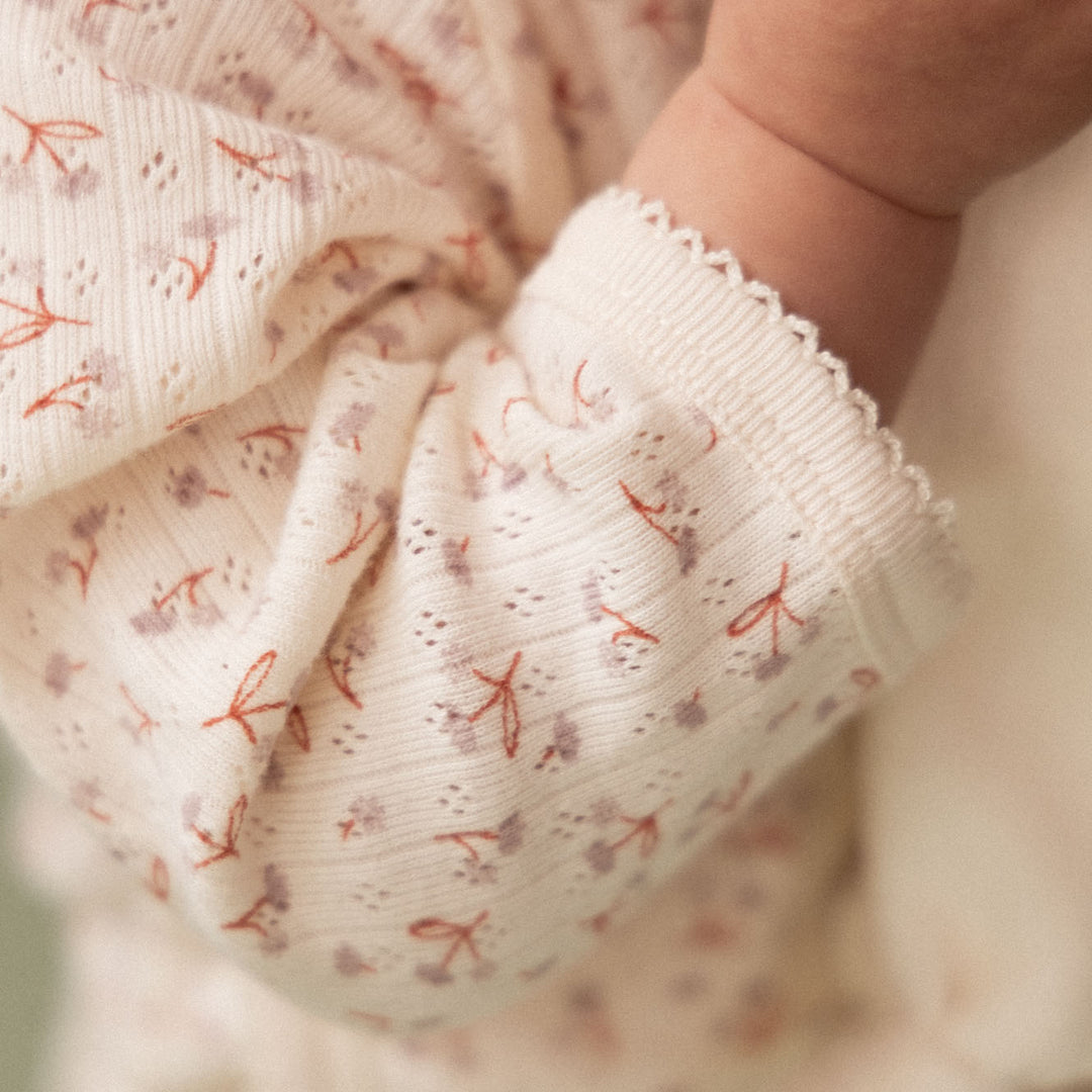 Nature Baby Long Sleeved Kimono Bodysuit Pointelle - Dandelion Print