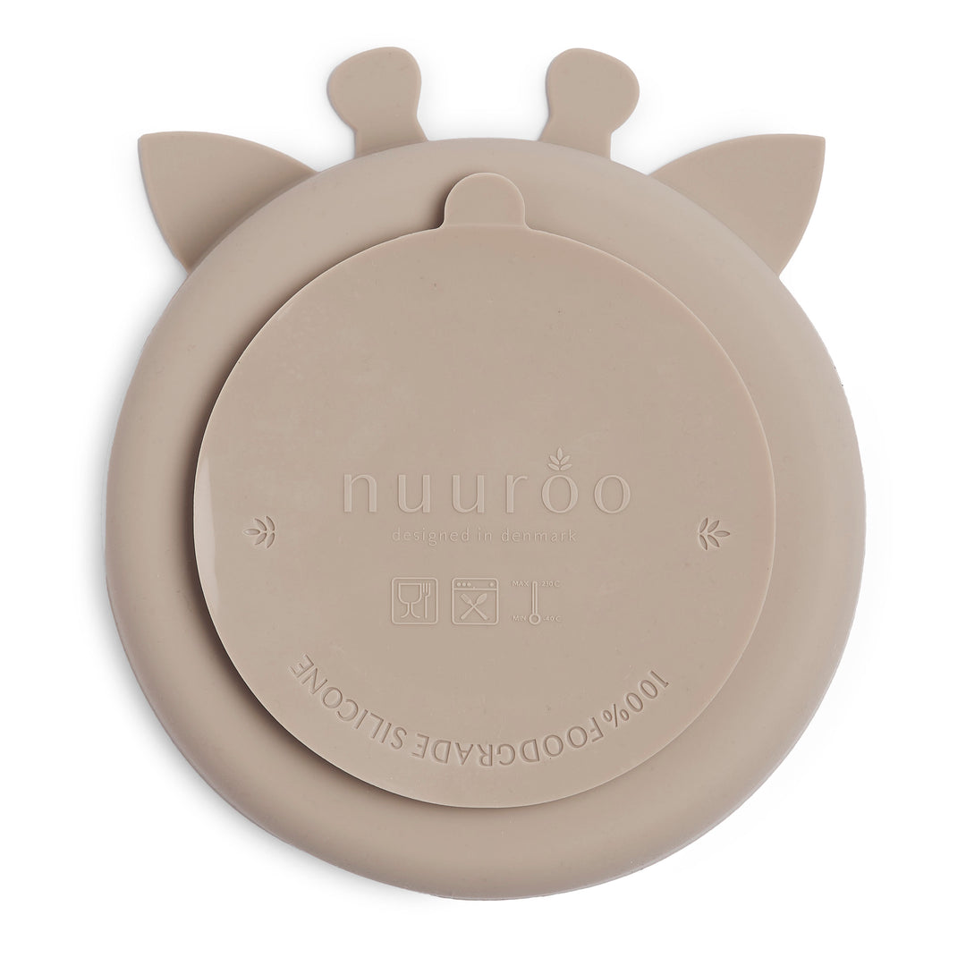 Nuuroo Orla Silicone Divided Plate Giraffe - Cobblestone