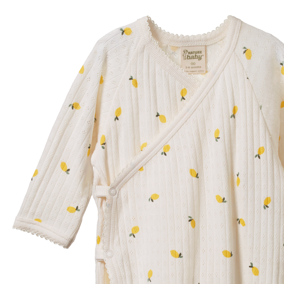 Nature Baby Pointelle Kimono Stretch and Grow - Lemons