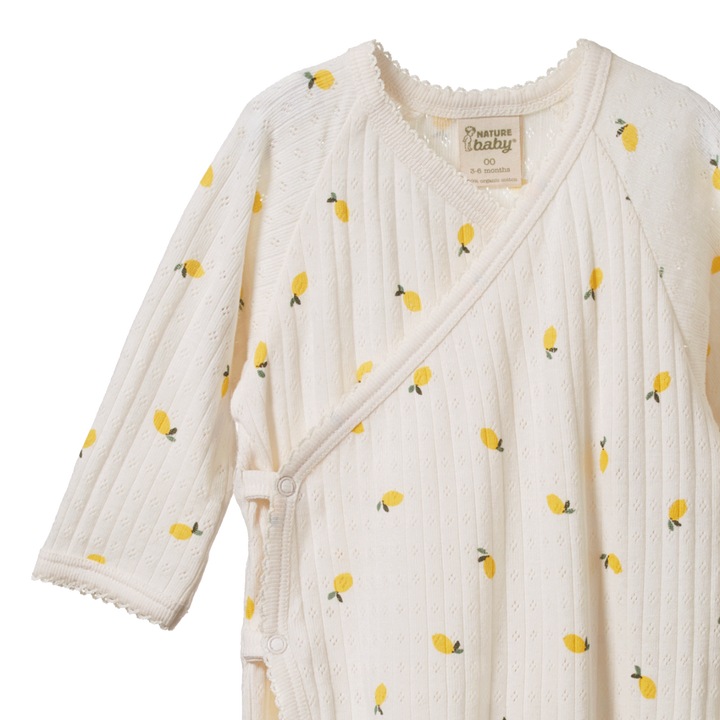 Nature Baby Pointelle Kimono Stretch and Grow - Lemons