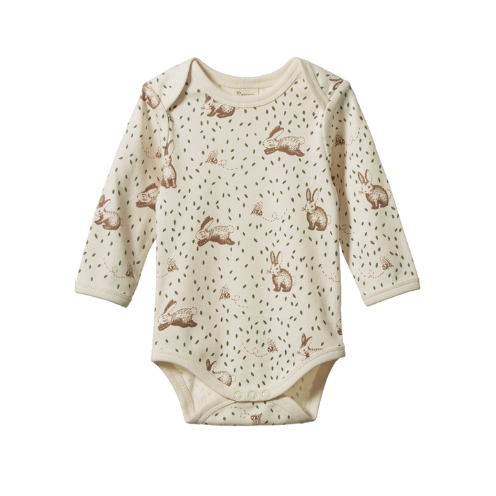 Nature Baby Long Sleeve Bodysuit - Rabbitty Print