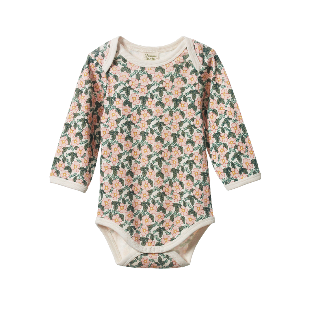 Nature Baby Long Sleeve Bodysuit - Garland Print