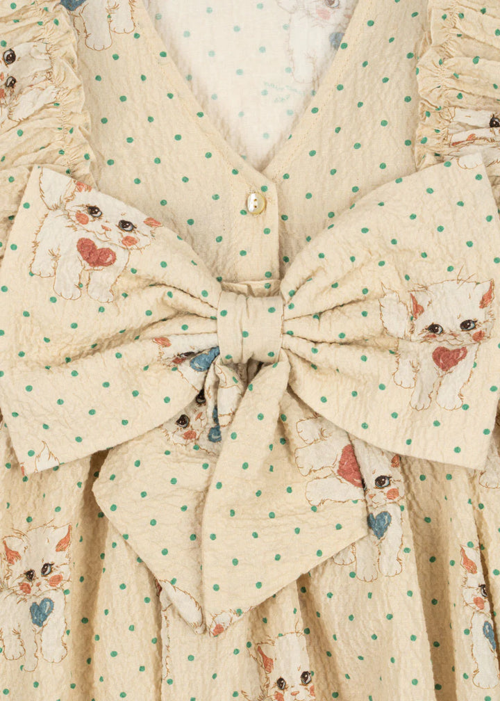 Konges Sløjd Elin Bow Dress - Dot Miao Mist / Pre Order