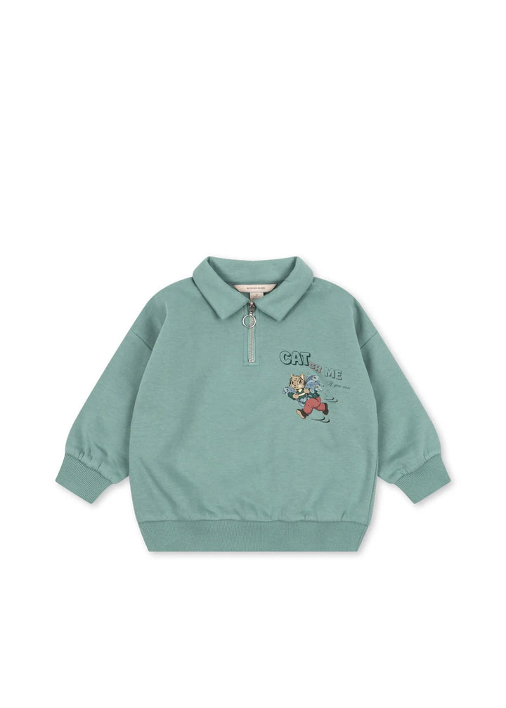 Konges Sløjd Lou Half Zip Polo - Granite Green
