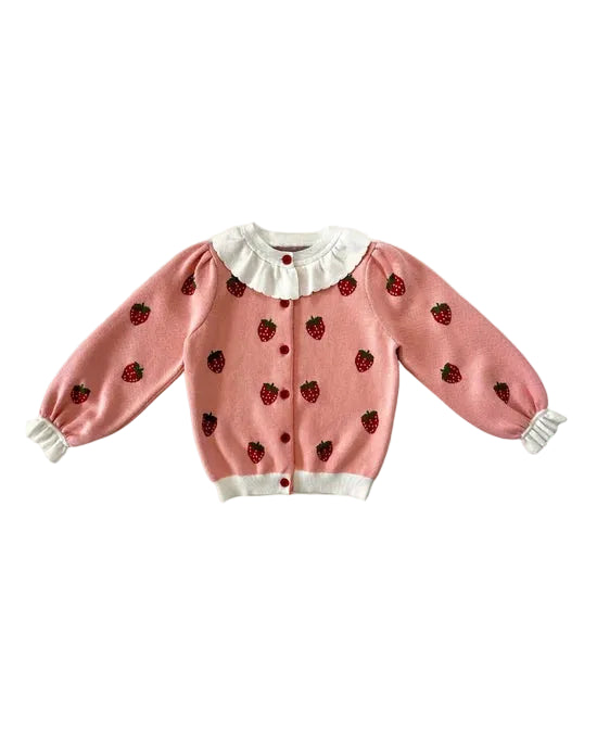 Elma Penelope Cardigan - Posy Pink Strawberries