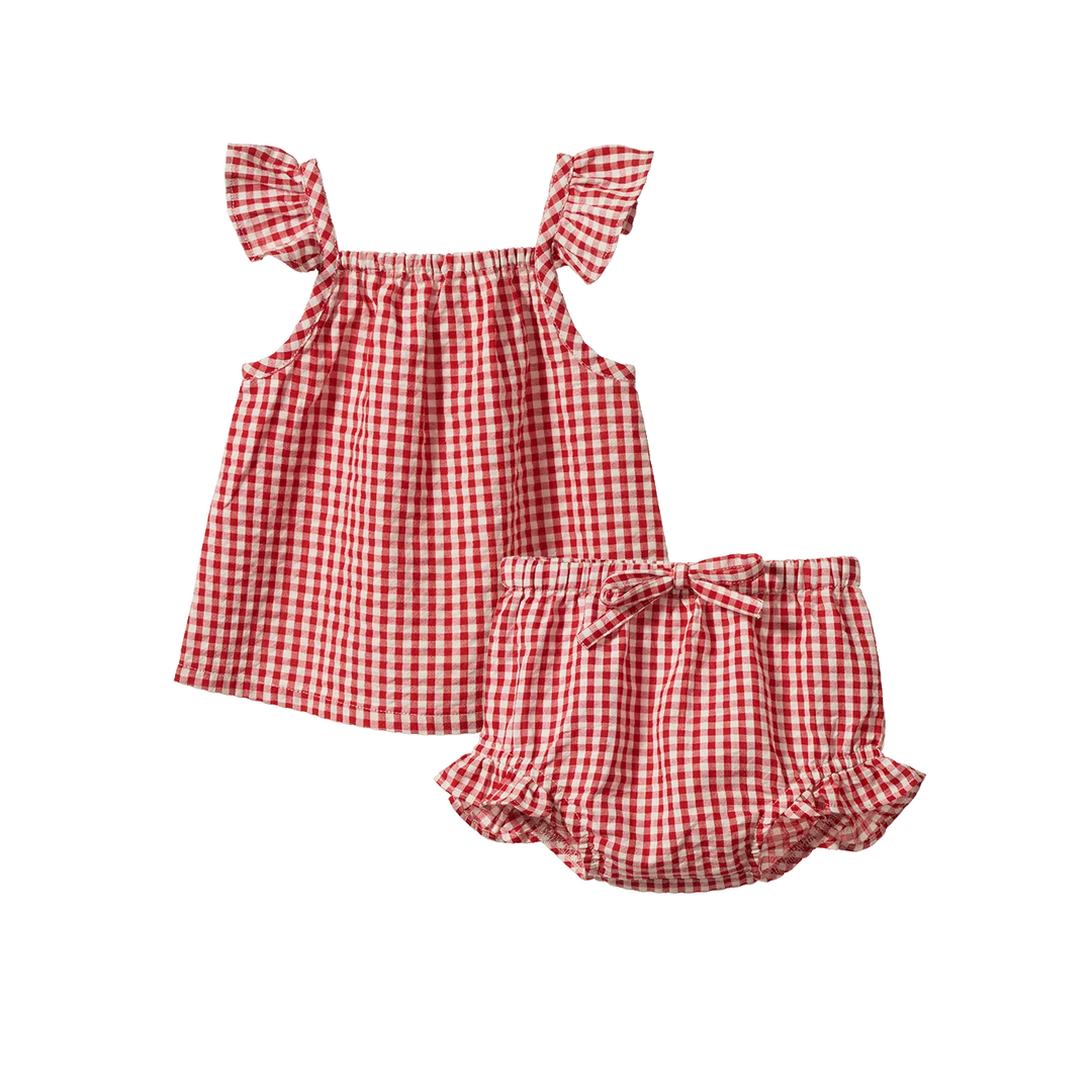 Nature Baby Petal Set - Red Gingham