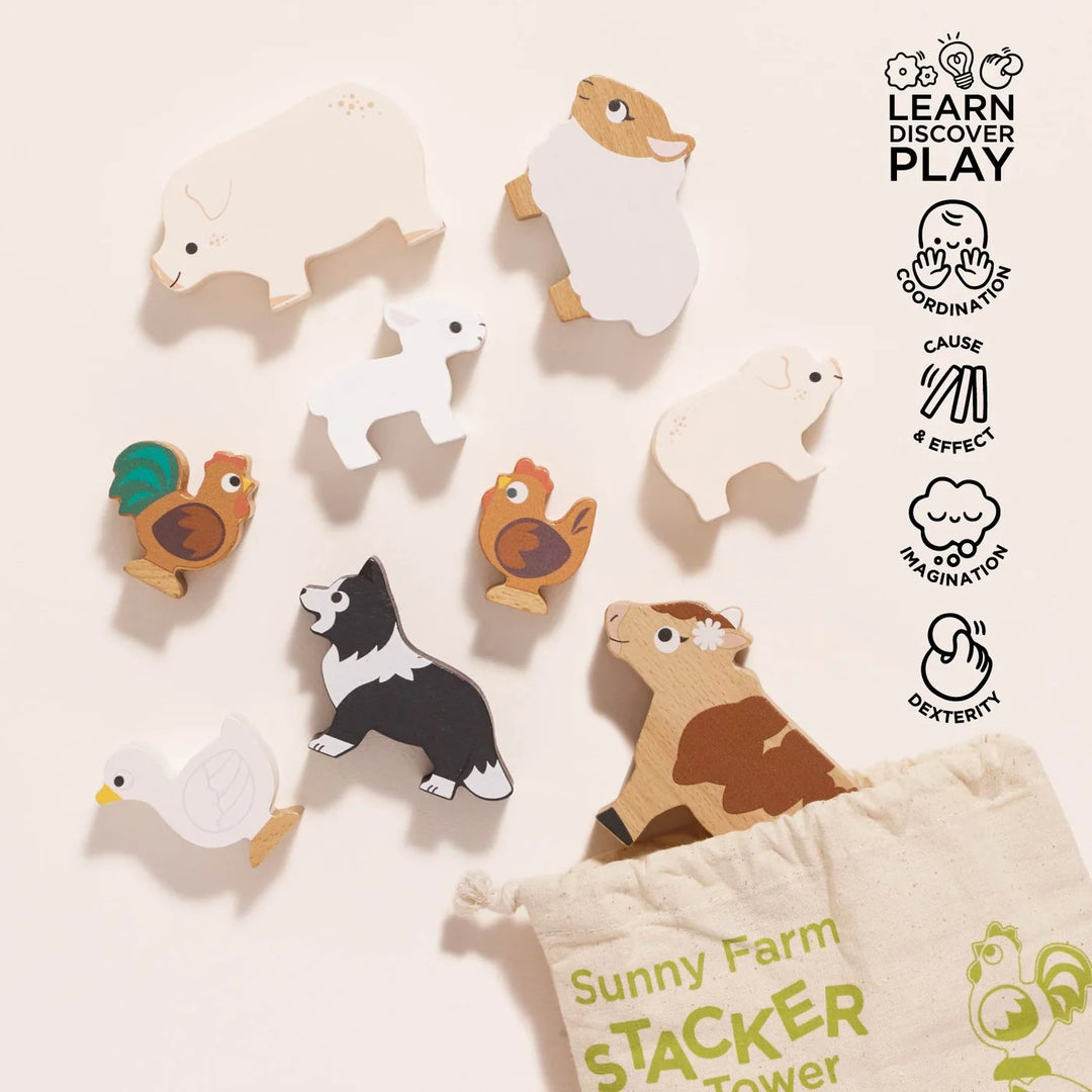 Le Toy Van - Farmyard Stacking Animals &amp; Bag