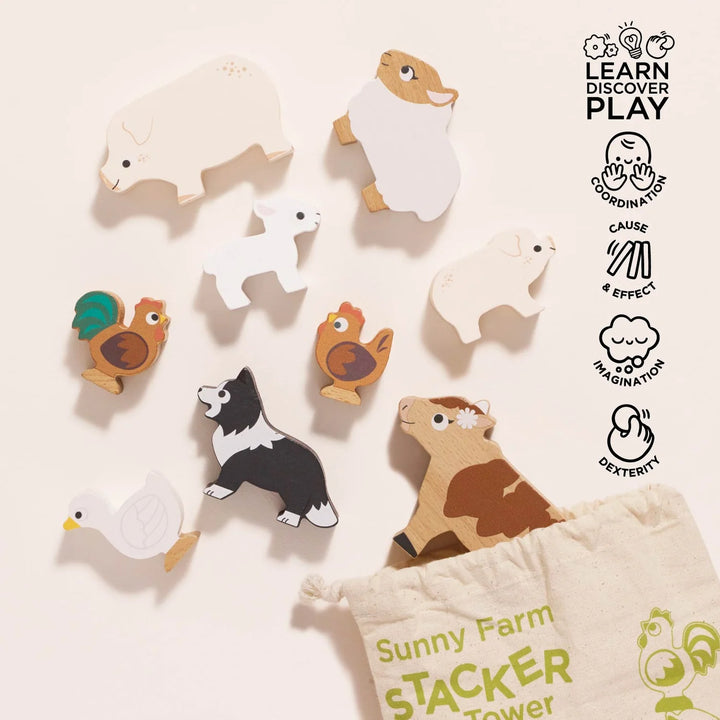 Le Toy Van - Farmyard Stacking Animals &amp; Bag