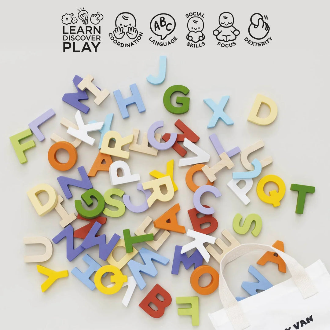 Le Toy Van Wooden Alphabet Set &amp; Bag - Multi
