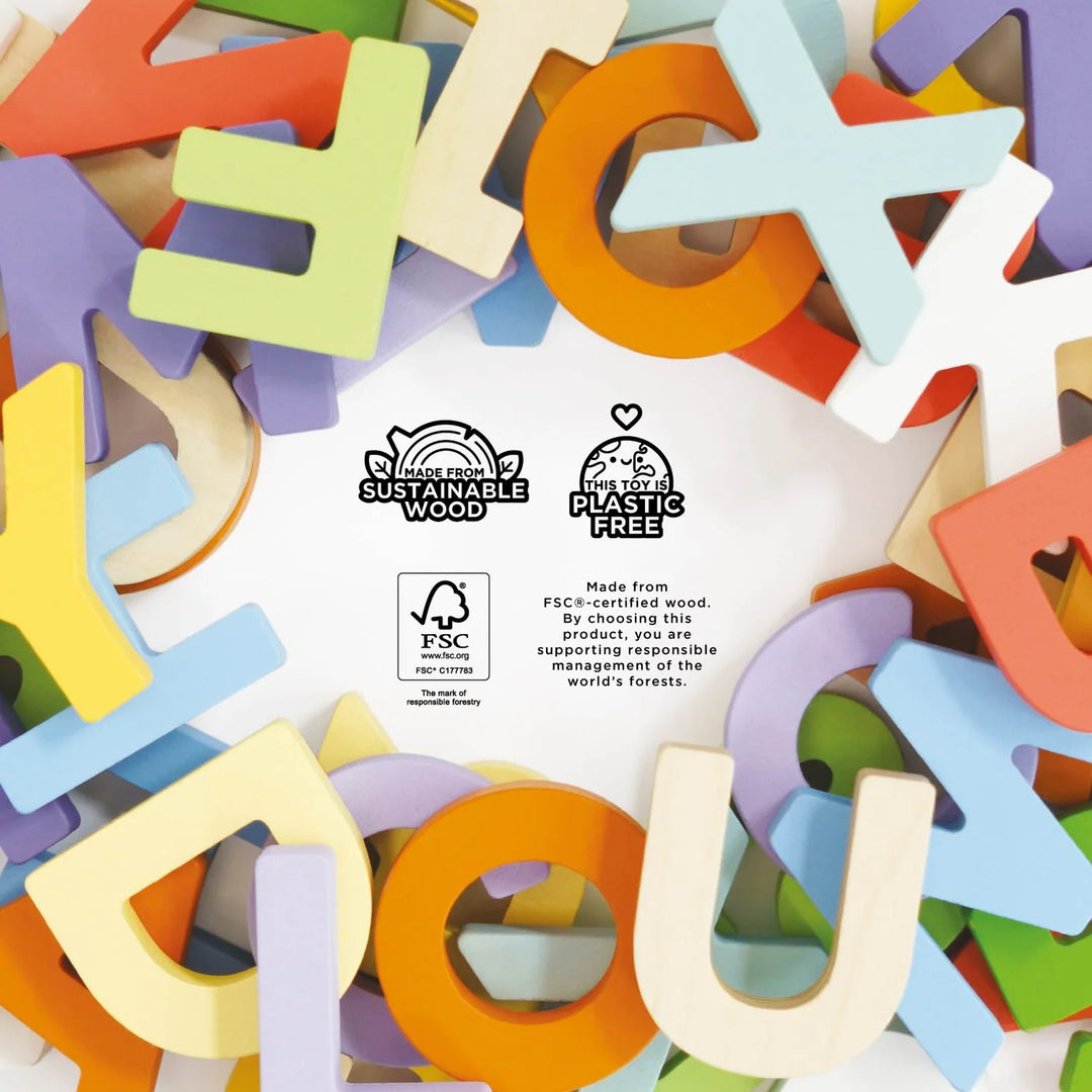 Le Toy Van Wooden Alphabet Set &amp; Bag - Multi