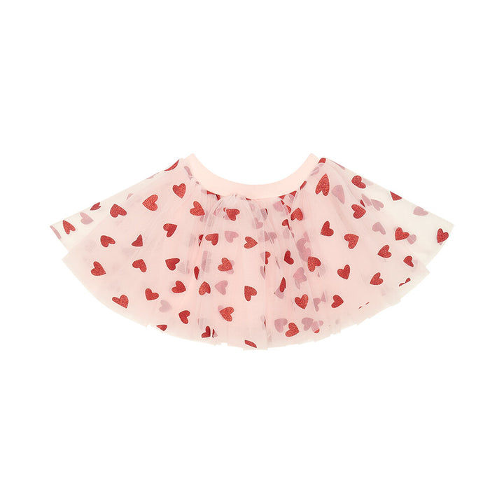 Bob & Blossom Tutu Skirt - Pale Pink with Red Glitter Hearts