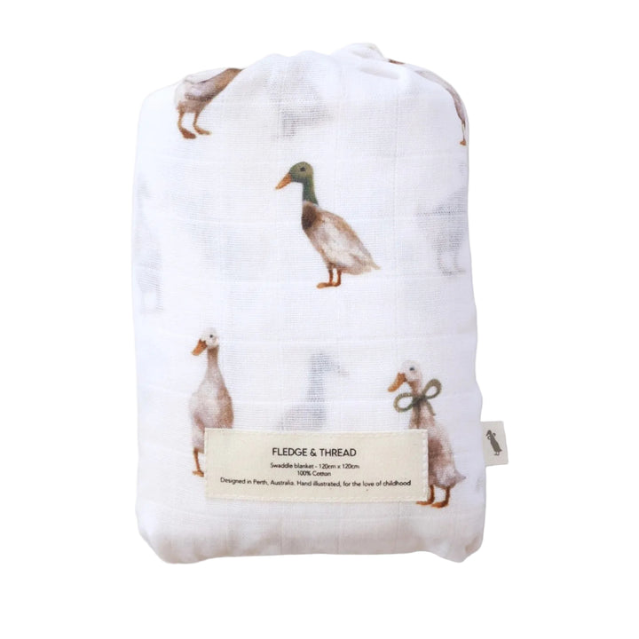 Fledge and Thread Muslin Swaddle - Duck