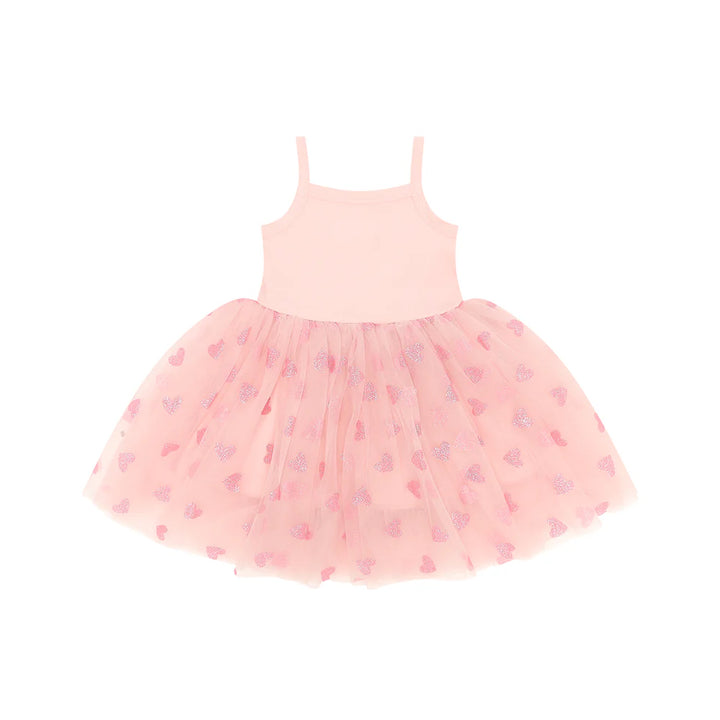 Bob & Blossom Tutu Dress - Pale Pink & Pink Glitter Heart
