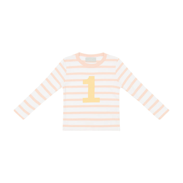 Bob & Blossom Breton Striped Number Tee - Powder Pink & White