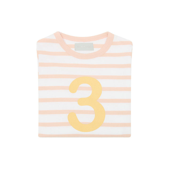 Bob &amp; Blossom Breton Striped Number Tee - Powder Pink &amp; White