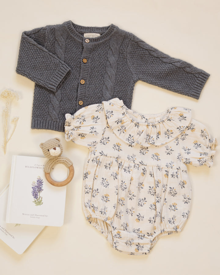 Quincy Mae Collared Romper - French Floral