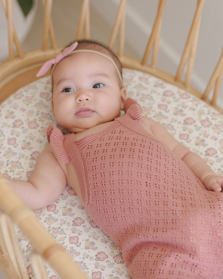 Quincy Mae - Pointelle Knit Overalls - Lipstick