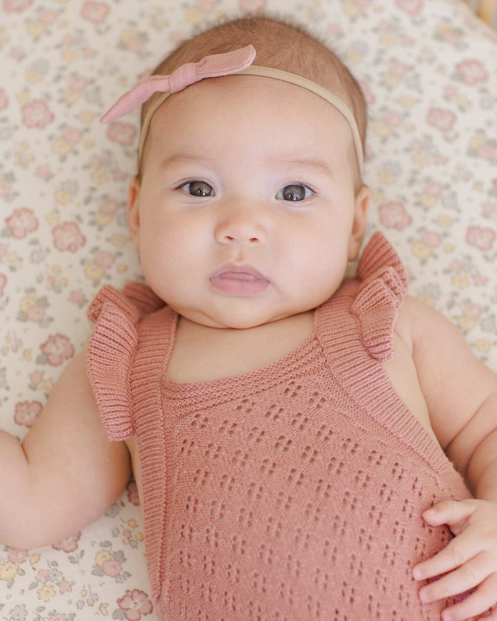 Quincy Mae - Pointelle Knit Overalls - Lipstick