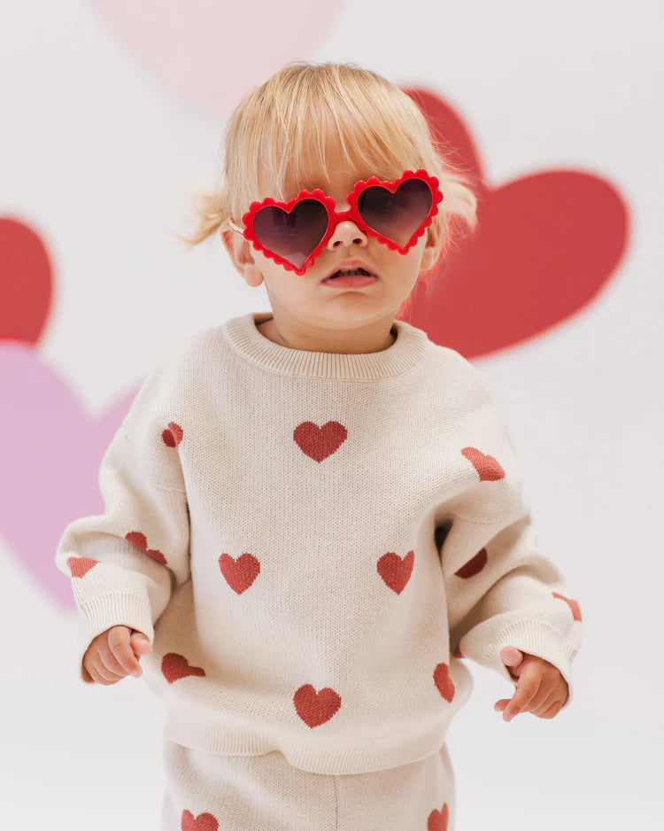 Quincy Mae - Heart Knit Sweat Natural