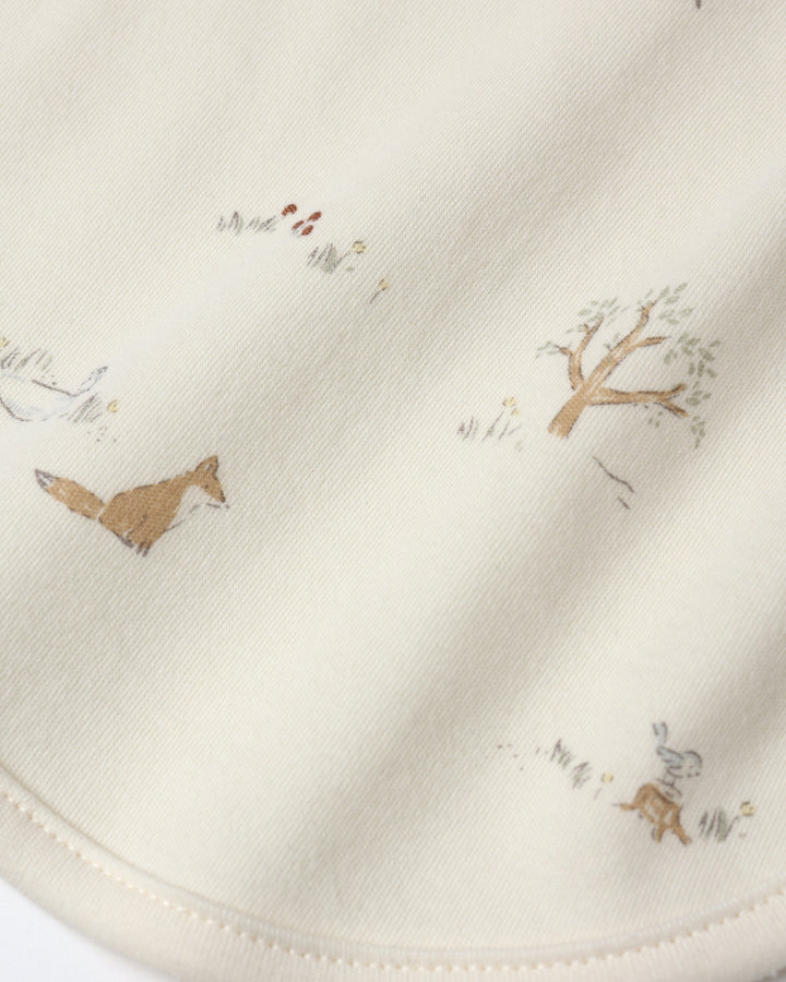 Quincy Mae Jersey Snap Bib 2 Pack - Fox Land, Fern Stripe