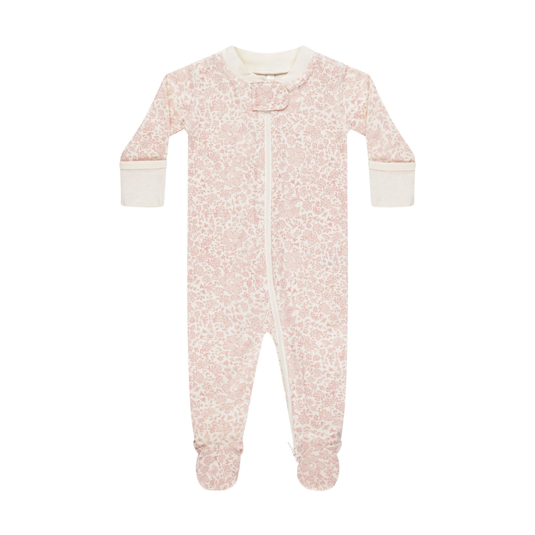 Quincy Mae - Zip Long Sleeper Footie - Pink Blossom