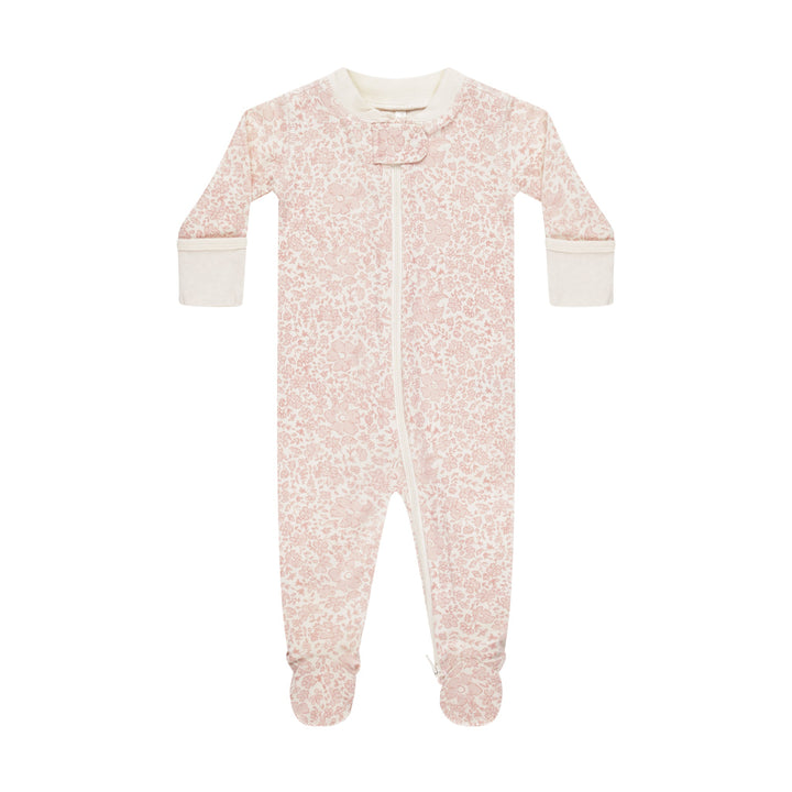 Quincy Mae - Zip Long Sleeper Footie - Pink Blossom